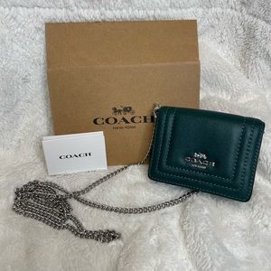 NWT Coach Outlet Mini Wallet On A Chain w/ Quilted Border
